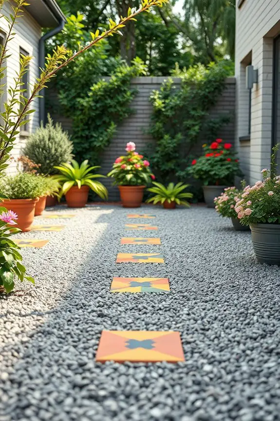 accent tiles enhance gravel