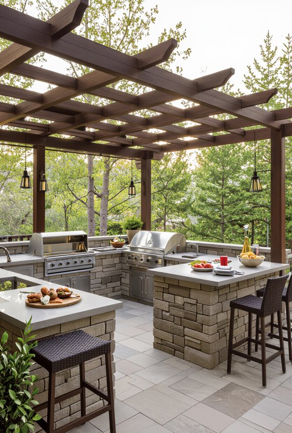 accessible sheltered outdoor grilling station