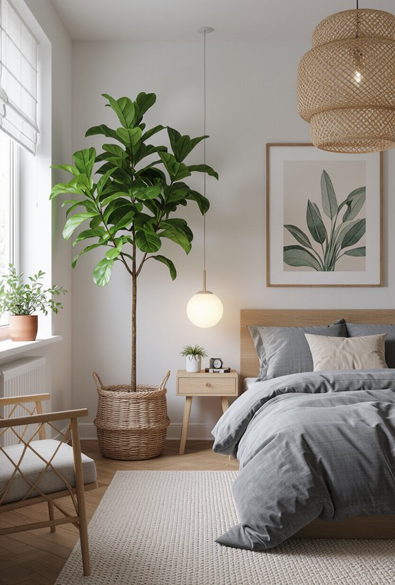 add sculptural potted trees