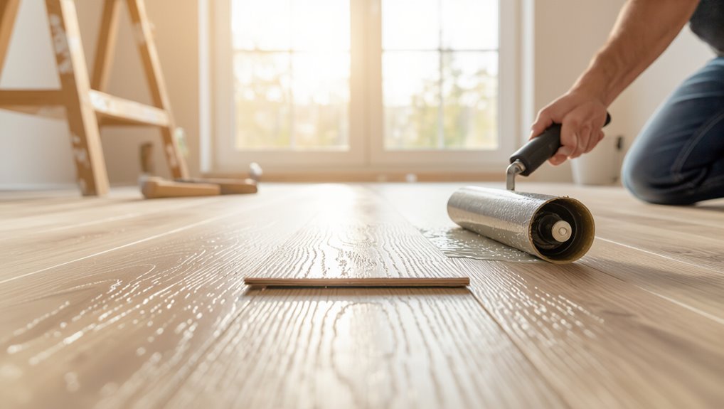 adhesive application and rolling