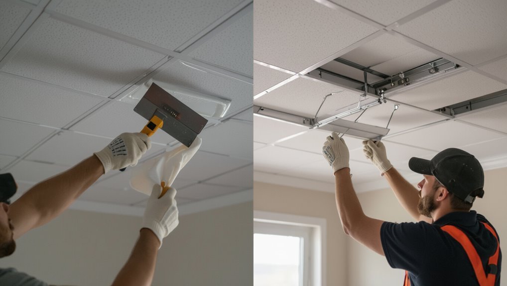 adhesive versus suspended grid