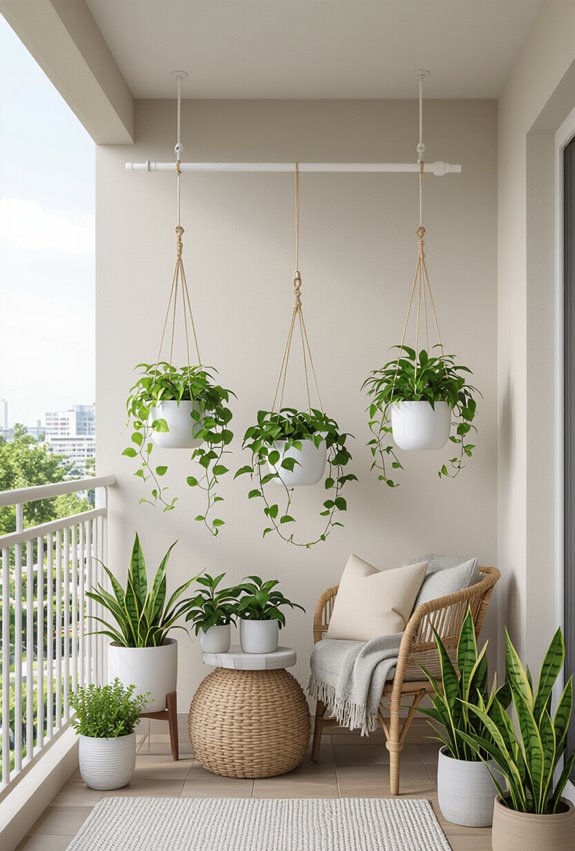 adjustable tension rod plant shelves