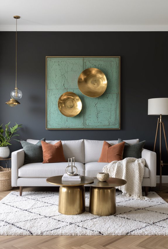 aged brass patina wall art