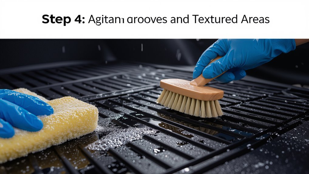 agitate grooves with brushes