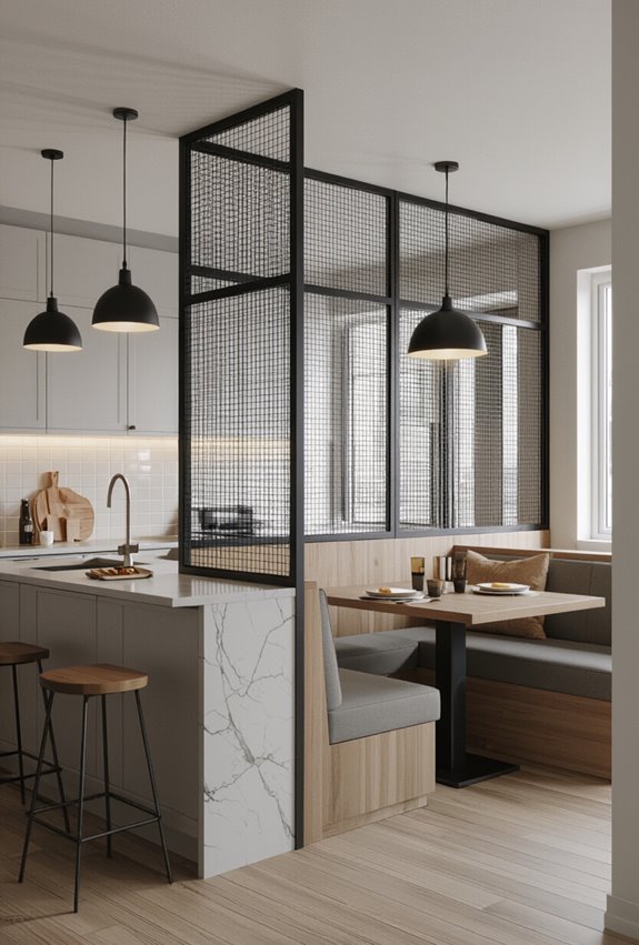 airy industrial mesh half wall