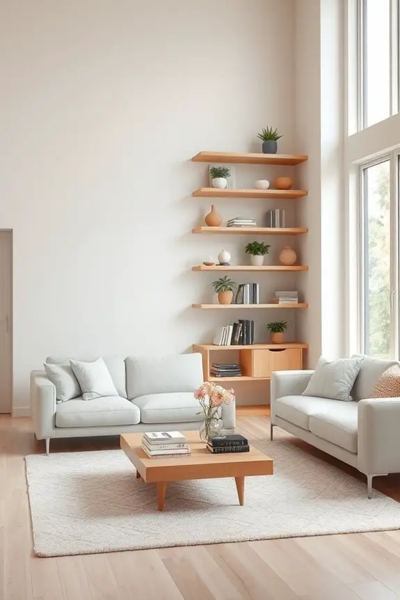 airy open shelving design