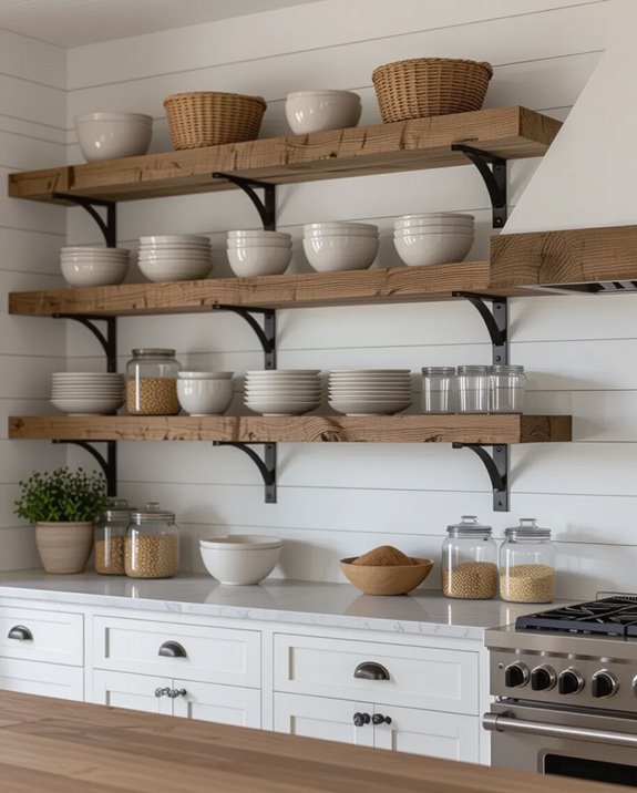 airy rugged open shelving