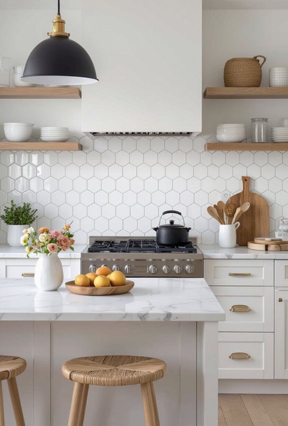 airy white hex tile vibe