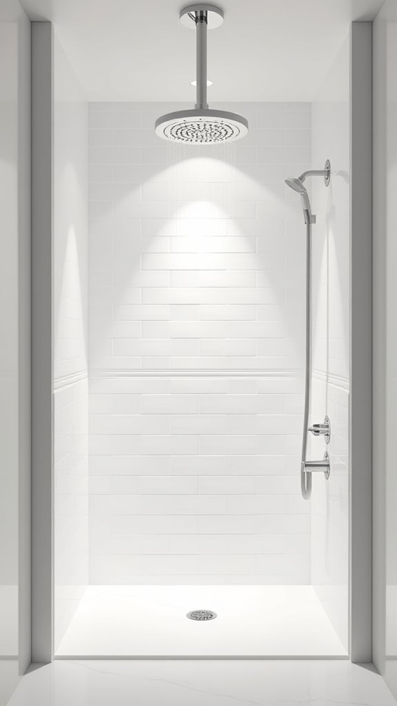 all white shower niche design