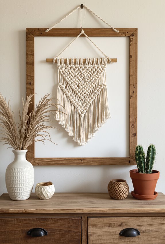 antique brass macram framed centerpiece
