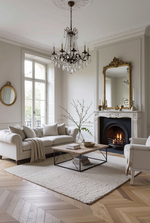 antique chandelier warms french provincial