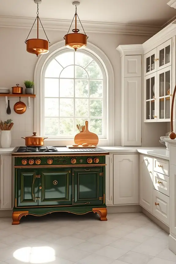 antique cookware display arrangement