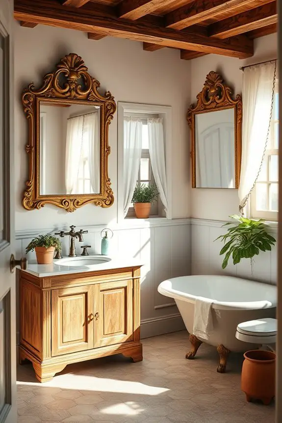 antique mirrors enhance bathroom aesthetics