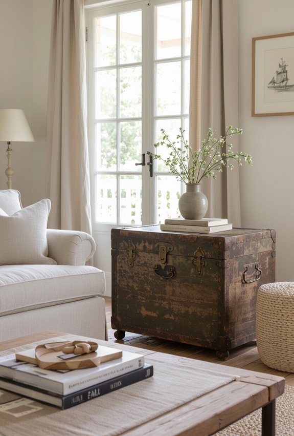 antique trunks as side tables
