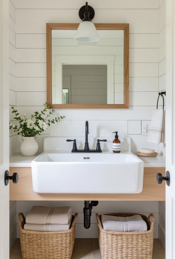 apron front farmhouse shared bath