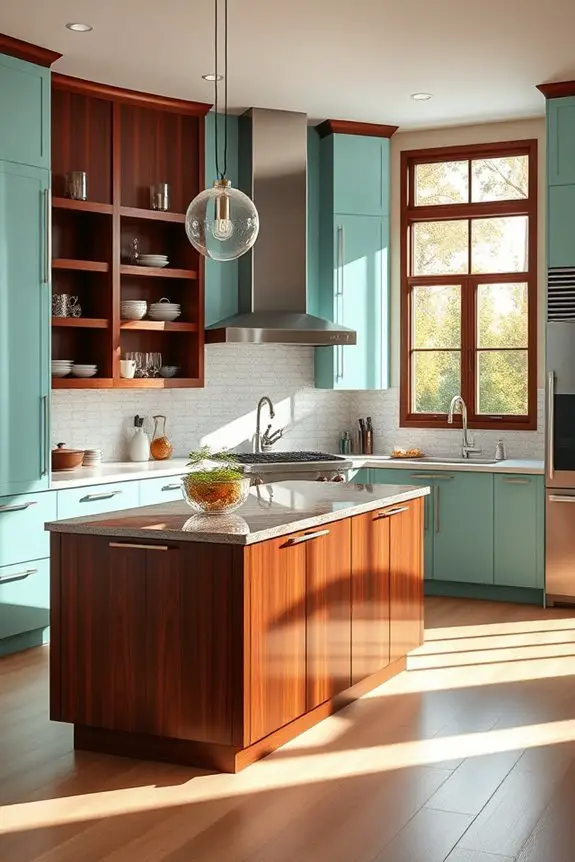 aqua and mahogany elegance