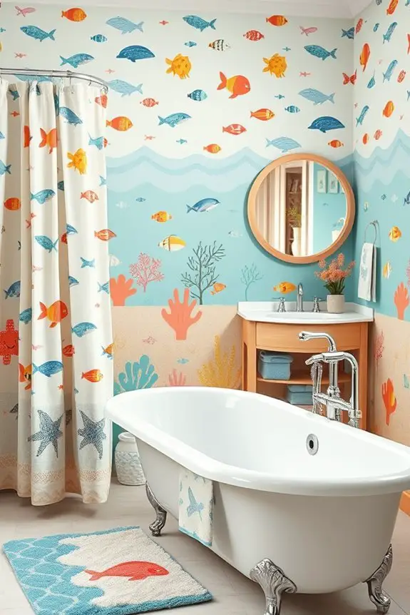 aquatic themed kids bathroom decor