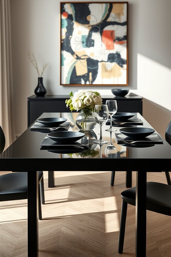 art above black table