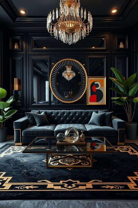 art deco glamorous living room