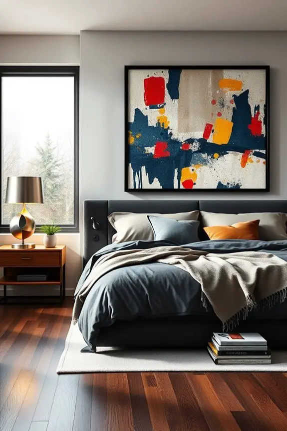 art inspired masculine bedroom decor