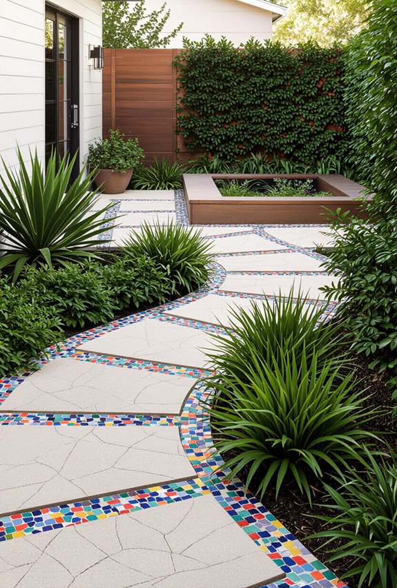 artful mosaic stepping stone accents