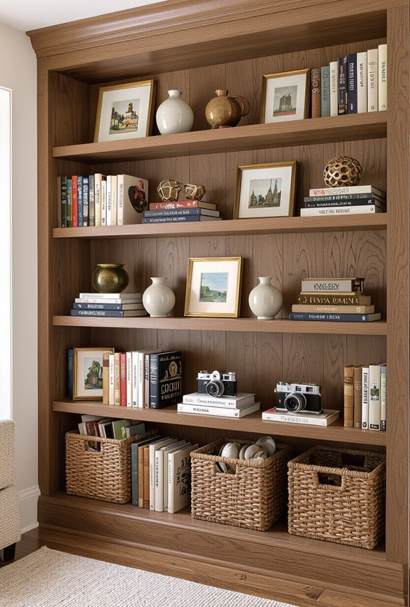 artful shelves with trinkets