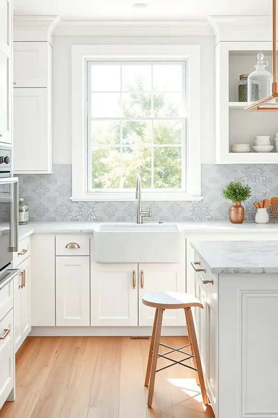 artistic backsplash enhances kitchen