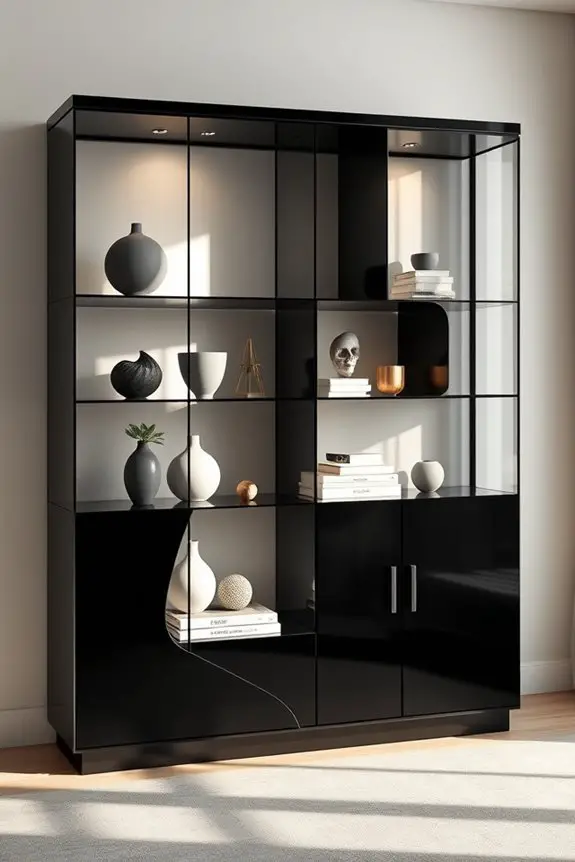 artistic black display cabinet