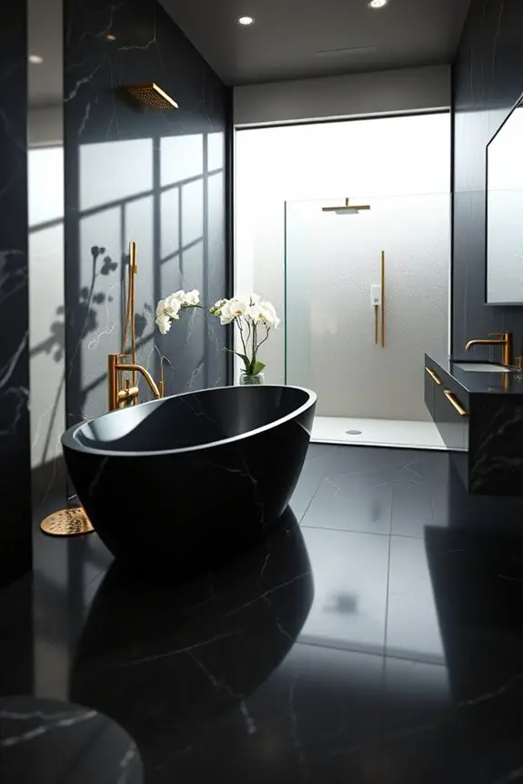artistic black granite bathroom