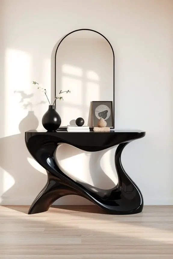 artistic black sculptural console