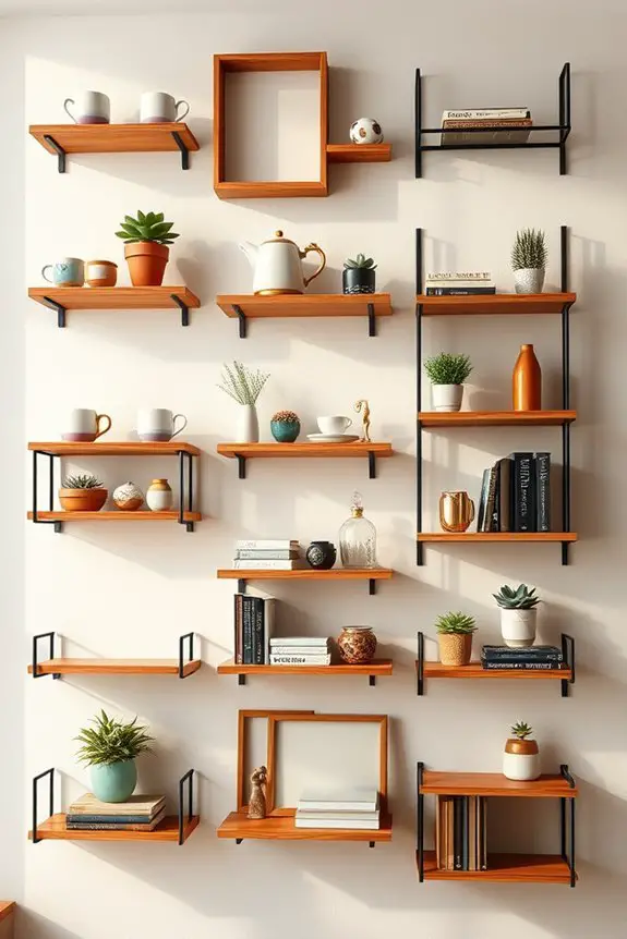 artistic functional wall shelves
