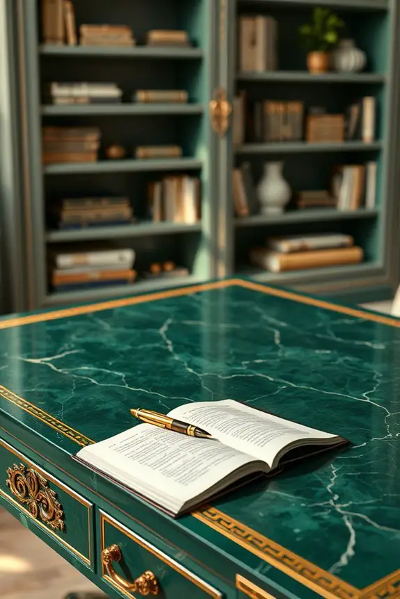 artistic green gold desk