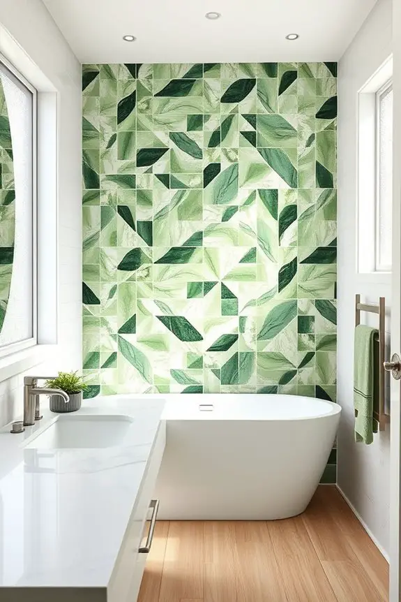 artistic green tile murals