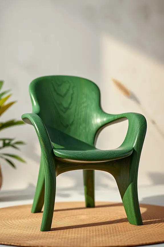 artistic green wood chair