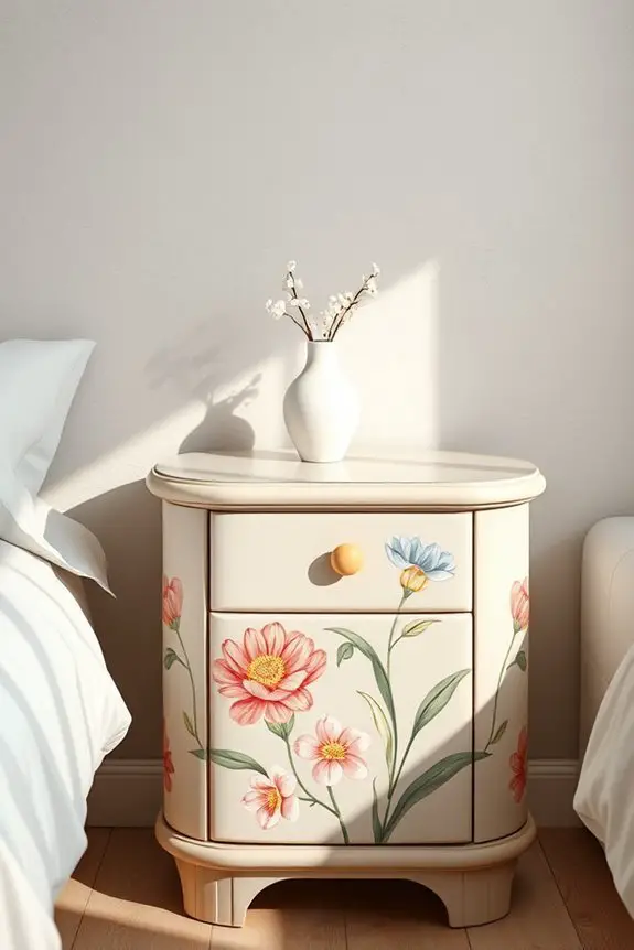 artistic hand painted nightstand design