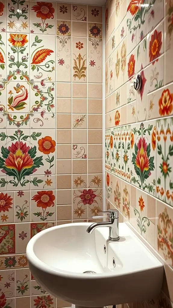 artistic hand painted washroom designs
