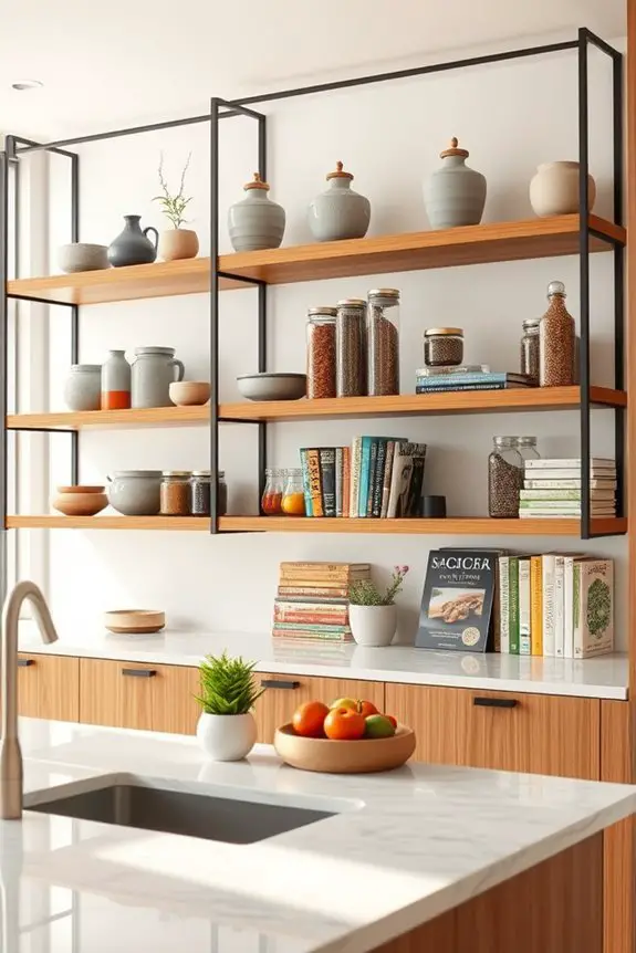 artistic kitchen display shelves