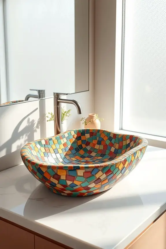 artistic mosaic bathroom basins