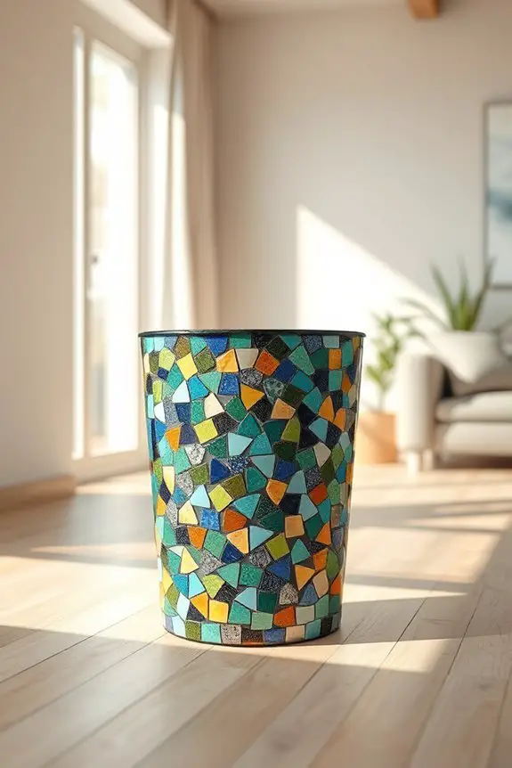artistic mosaic waste bins