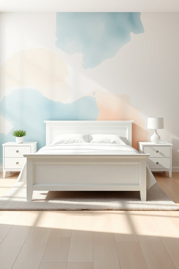 artistic mural enhances white furniture