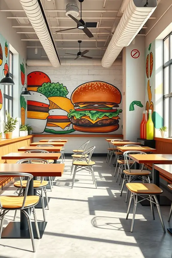 artistic murals enhance ambiance