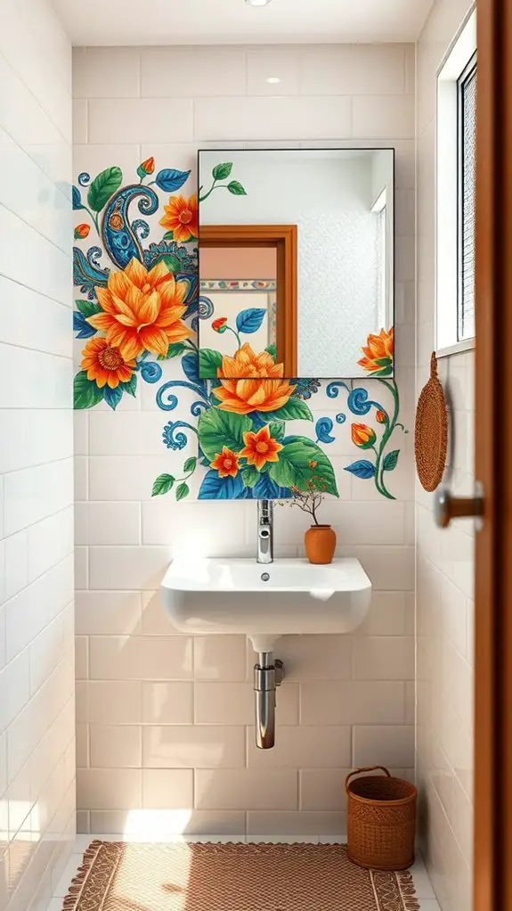 artistic murals enhance bathrooms