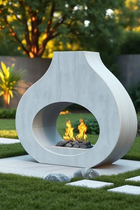 artistic outdoor fireplace sculpture