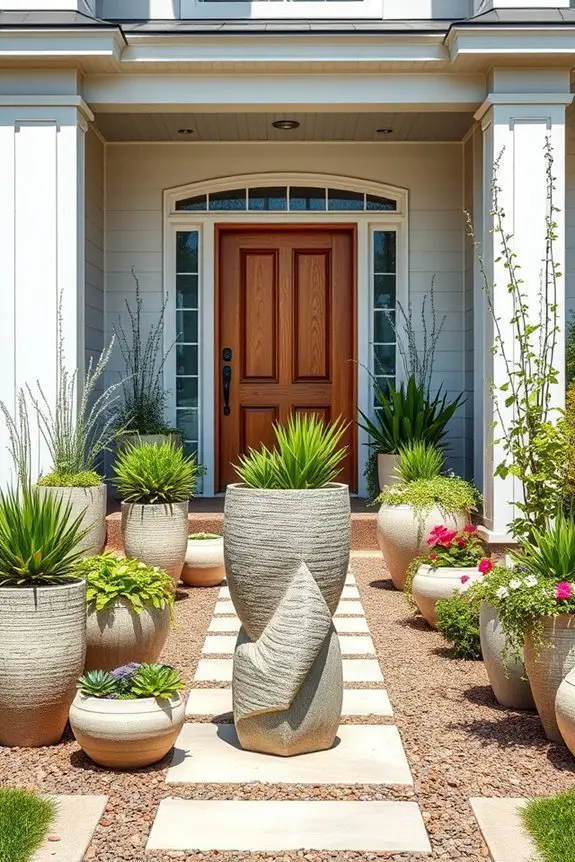 artistic planters enhance curb appeal