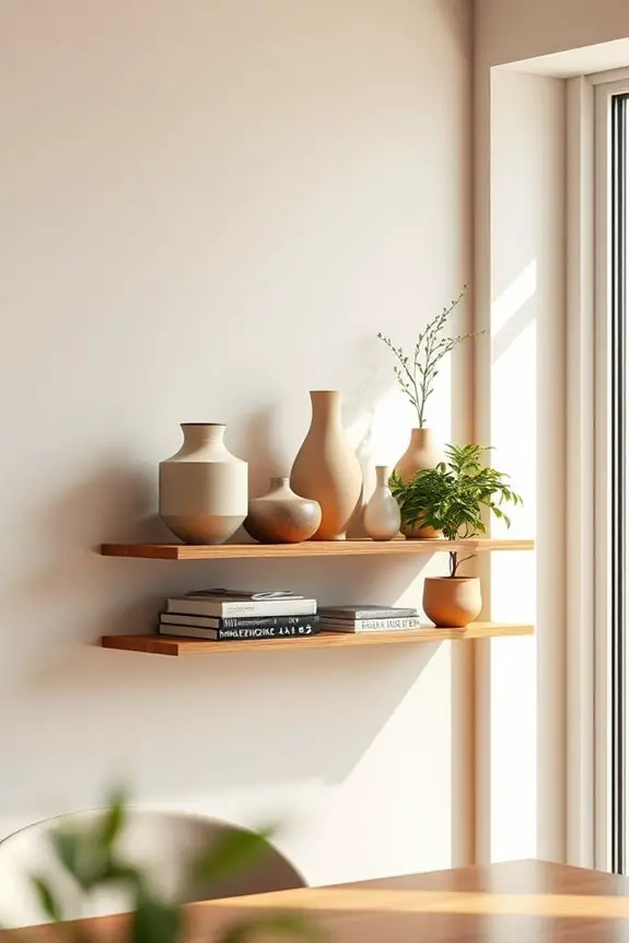 artistic shelves enhance dining