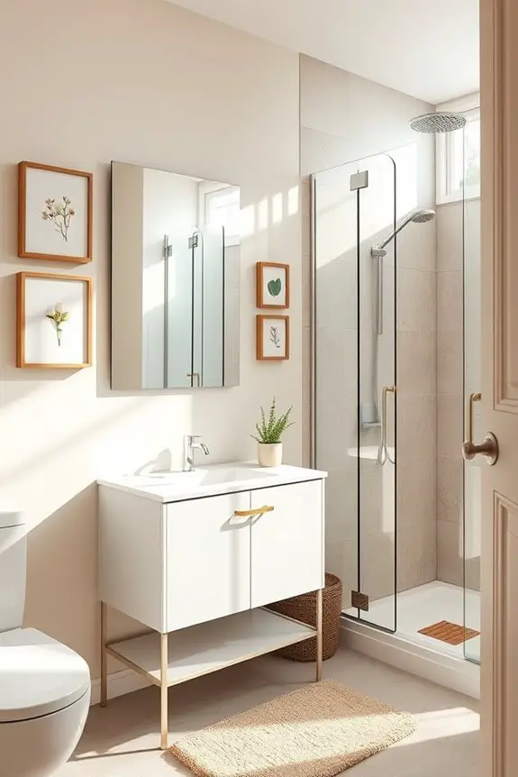 artwork enhances bathroom personality