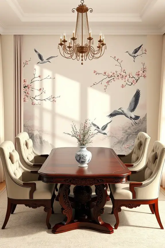 asian inspired dining room murals