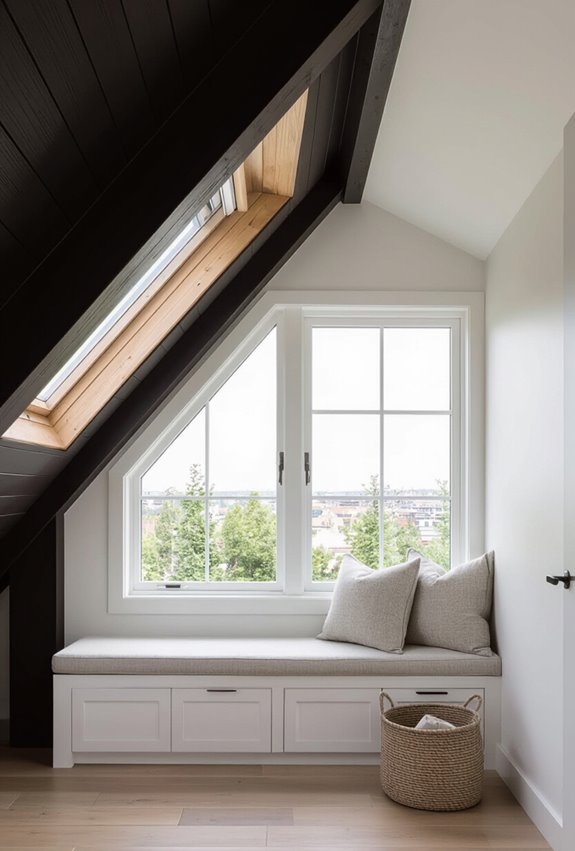 attic window storage bench