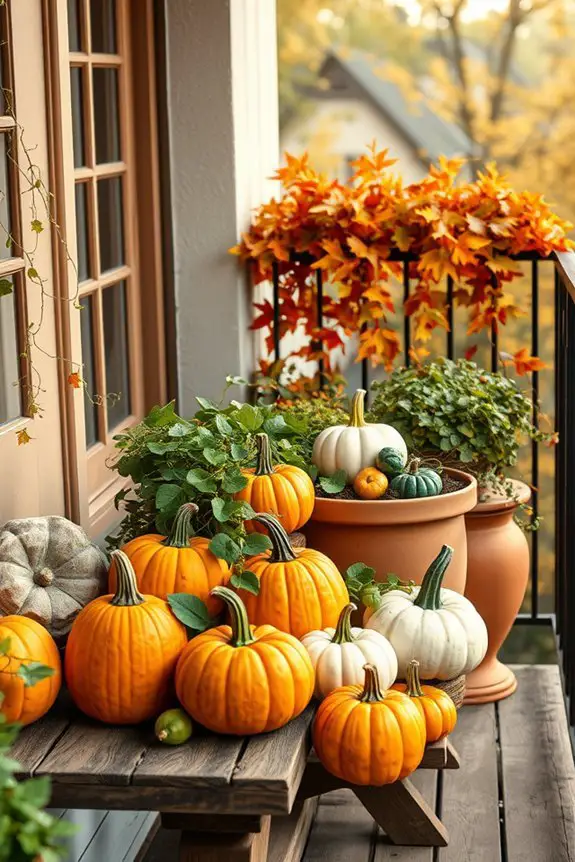 autumn pumpkin balcony display