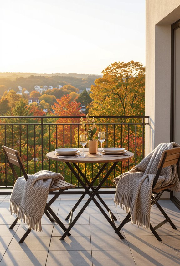 autumnal cozy balcony supper